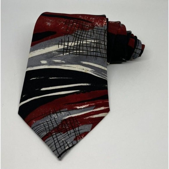 Lot of 2 Men's Designer Ketch Neckties Multicolor Red Abstract Made In USA - Picture 3 of 10